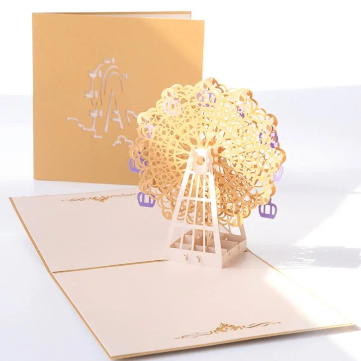 Creative 3D Greeting Card Thanksgiving Handmade Birthday Cards Custom Hollowed Sky Wheel