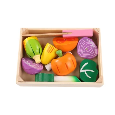 木製ごっこ遊びカッティングフルーツ食品セットキッチンパズルおもちゃ認知 3D パズル形状